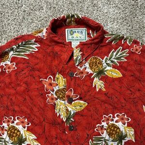 Hana‎ Bay Hawaiian Pineapple Shirt Mens Large Vintage